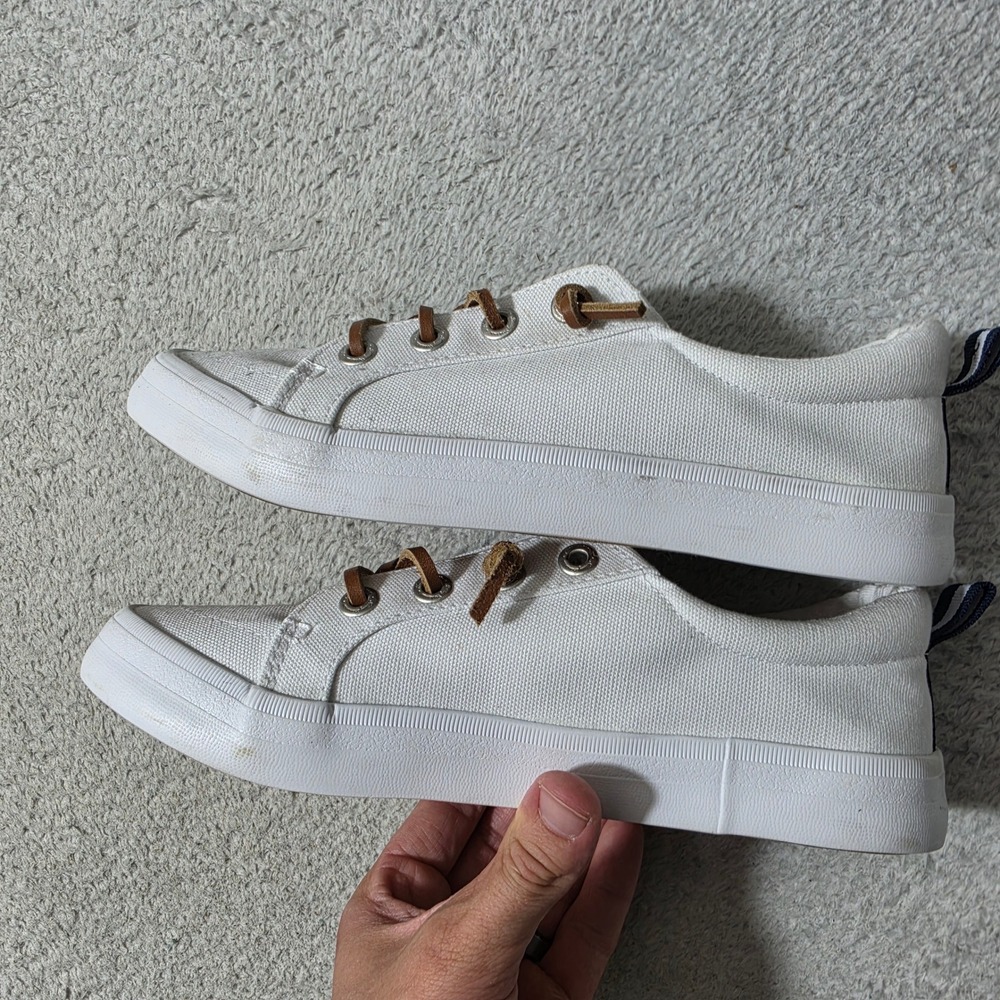 Tommy Bahama Sneakers Women Size 8 White Canvas Leather Laces Nautical Low Top - Picture 4 of 7